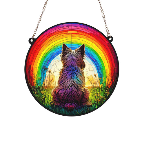 Cairn Terrier Rainbow Bridge Stained Glass Effect Suncatcher